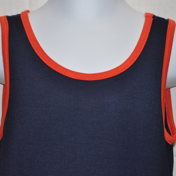 Toddler Girl's Navy Orange Ruffle Dress 2T 3T 4T - Picture 2 of 8